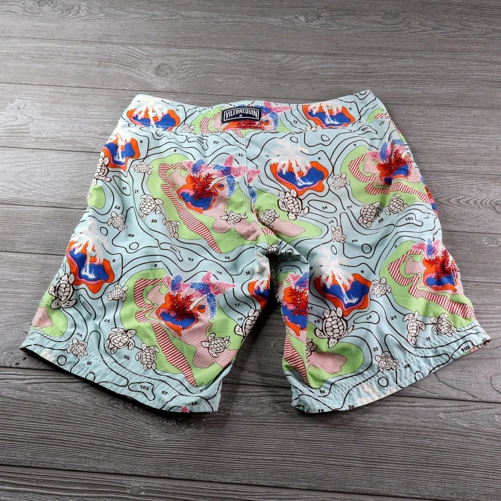 Vilebrequin Moorea Swim Trunks Men's Small Turtle All Over Print Luxury